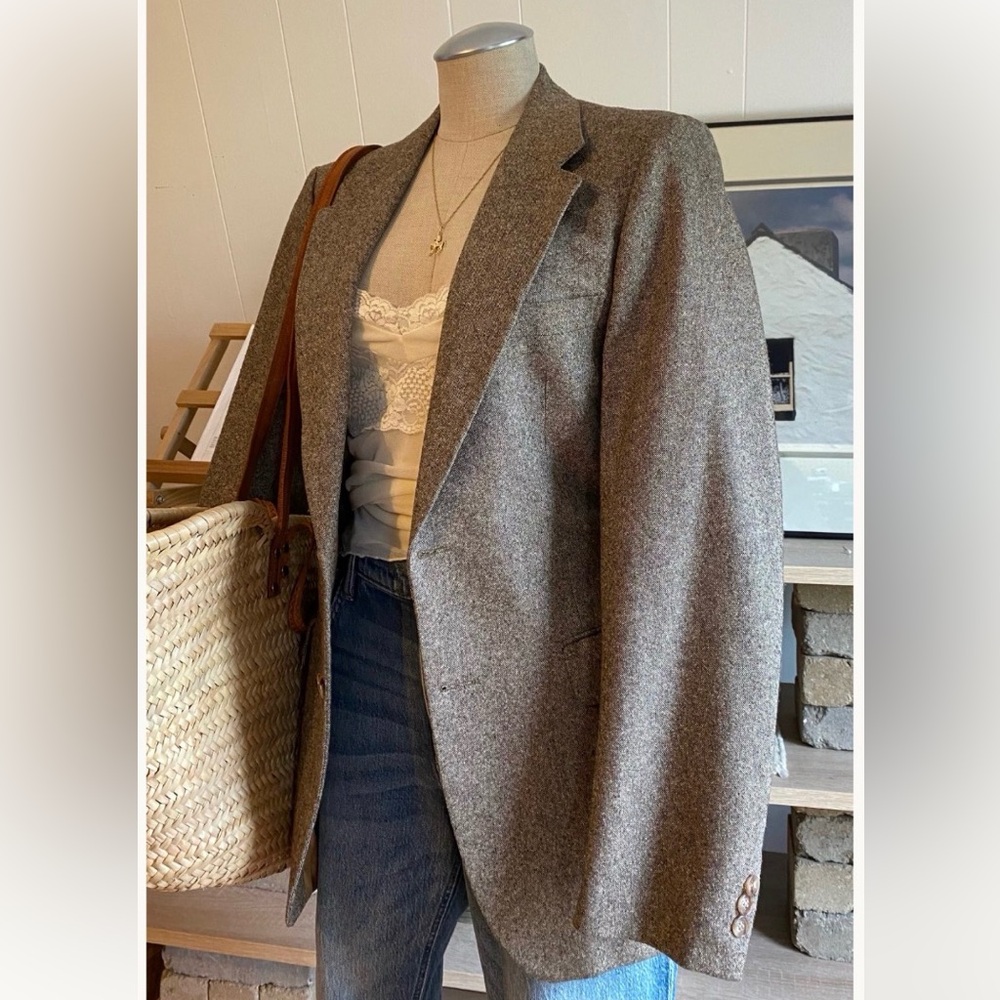 Yves Saint Laurent YSL vintage Brown Tweed Sport Coat Jacket Blazer - Picture 9 of 14
